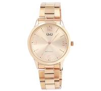 Q&Q Unisex Elegante Armbanduhr, Roségold, Edelstahl Metallband, 40 mm Durchmesser, Wasserfest, Quarzwerk mit Faltschließe