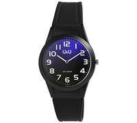 Q&Q Unisex-Uhr Silikon Dornschließe 10 Bar Analog Quarz V25A-00XVY (schwarz blau)