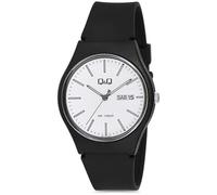 Q&Q Unisex - Uhr Silikonarmband Datumsanzeige Dornschließe 10 Bar (Schwarz)