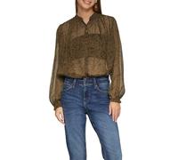 Leicht transparente Chiffonbluse mit Puffärmeln 42 olive 2149904.78A2.42