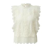 Q/S designed by - Ärmellose Spitzenbluse mit Stehkragen und Volants weiß - Gr. - 44