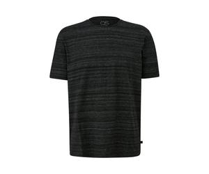 Q/S designed by - Baumwollshirt mit Melangeeffekt und Rollkante an Halsausschnitt schwarz - Gr. - M