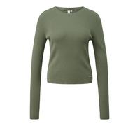 Rundhalspullover QS, Damen, Gr. XL (42), khaki, Feinripp, Obermaterial: 70% Viskose, 30% Polyamid, unifarben, normal hüftbedeckend, Rundhals, Pullover Rundhalspullover, mit Rundhals und Feinripp, lang