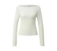 Langarmshirt QS, Damen, Gr. XL (42), ecru, Web, Obermaterial: 98% Polyester, 2% Elasthan, unifarben, tailliert hüftbedeckend, U-Boot-Ausschnitt, Shirts Langarmshirt, mit gewellten Abschlüssen (4283052