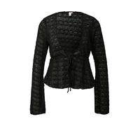 Q/S designed by - Lochstrick-Cardigan mit V-Ausschnitt und Tunnelzug schwarz - Gr. - XS