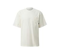 Q/S designed by - Loose Fit T-Shirt in kompakter Jerseyware mit Brusttache weiß - Gr. - XL
