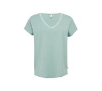 Q/S designed by - Modalmix-Shirt mit Spitzenblende grün - Gr. - M