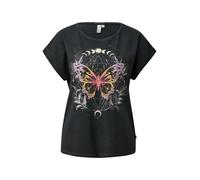 Rundhalsshirt QS, Damen, Gr. S (36), schwarz, Jersey, Obermaterial: 100% Baumwolle, bedruckt, normal hüftbedeckend, Rundhals, Shirts Rundhalsshirt, mit großem Print (61680900-S) schwarz
