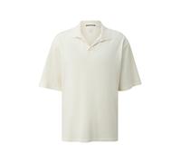 Kurzarmshirt QS, Herren, Gr. M, weiß, Jersey, Obermaterial: 90% Baumwolle, 10% Leinen, unifarben, normal hüftbedeckend, V-Ausschnitt, abgesteppte Kante, Shirts, Sommer-Poloshirt mit Leinen (70617036-M