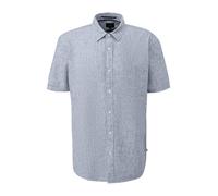 Kurzarmhemd QS, Herren, Gr. XL, N-Gr, blau melange, Web, Obermaterial: 55% Leinen, 45% Baumwolle, unifarben, normal hüftbedeckend, Rundhals, Hemden, aus Leinenmischung (86372146-XL) blau melange