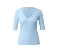 Q/S designed by - Slim Fit T-Shirt mit V-Ausschnitt und halblangen Ärmeln blau - Gr. - XXL