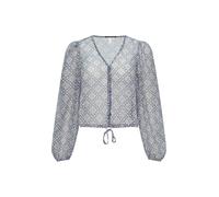 Verkürzte Bluse aus semi-transparentem Chiffon 38 blau|mehrfarbig