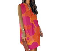 QACOHU Sommerkleider für Damen, ärmellos, Strand, Blumenmuster, Sommerkleid, lässiges Tankkleid, Größe S-2XL, B2 Orange Flower, Mittel