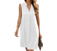 QACOHU Sommerkleider für Damen, ärmellos, Strand, Blumenmuster, Sommerkleid, lässiges Tankkleid, Größe S-2XL, A0, Weiß, Mittel