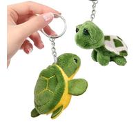 Qaestuan 2 Stück Niedlicher Schildkröten Schlüsselanhänger, Weicher Plüsch Schlüsselanhänger Schildkröte, Cartoon Schildkröte Taschenanhänger, Auto Schlüsselanhängers für Männer und Frauen, Grüne