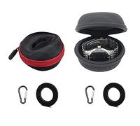 Qanye 2 Stück Runde Tragbare Uhrenbox, Portable Single Watch Travel Case, Uhrenbox Reißverschluss Soft Felted, Runde Uhrenetui,mit 2 Karabiner, für Holding Armbanduhr Smart Watch (Schwarz, Rot)