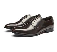 QAXZESA Herren-Schnürschuhe aus PU-Leder mit spitzer Zehenpartie, formelle Abendschuhe, Oxfords, Hochzeit, Arbeit, Büro, Abschlussball, Derbys,Braun,39