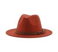 QBQZXAOSOWH Fedora Trilby Fedora-Hüte Für Damen, Herren, Breite Krempe, Feste Damenhüte, Bandgürtel, Klassische Formelle Kleidung, Khaki, Schwarze Hüte, 56-58 cm (Erwachsene), Karamell