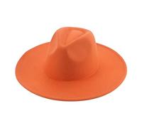 QBQZXAOSOWH Fedora Trilby Fedora-Hüte Für Damen, Herren, Breite Krempe, Feste Damenhüte, Bandgürtel, Klassische Formelle Kleidung, Khaki, Schwarze Hüte, 56-58 cm (Erwachsene), Orange