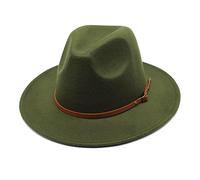 QBQZXAOSOWH Fedora Trilby Grüner Filzhut Hut Mit Breiter Krempe Herren Und Damen Filzhut Panama Jazz Fedora 56-58Cm 5