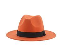 QBQZXAOSOWH Fedora Trilby Hüte Für Damen Beige Ribbon Band Hüte Für Herren Panama Hochzeit Schmücken Damen Hut 56-58Cm (Erwachsener) Orange