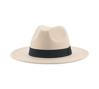 QBQZXAOSOWH Fedora Trilby Hüte Für Damen Beige Ribbon Band Hüte Für Herren Panama Hochzeit Schmücken Damen Hut 52-54Cm (Kinder) Beige
