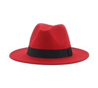 QBQZXAOSOWH Fedora Trilby Hüte Für Damen Beige Ribbon Band Hüte Für Herren Panama Hochzeit Schmücken Damen Hut 59-61Cm(XL) Rot