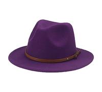 QBQZXAOSOWH Fedora Trilby Hüte Für Frauen Fester Gürtel Fedora-Kleid Hochzeit Schwarzer Fedora-Hut 56-58 cm (Erwachsene) Lila