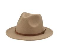 QBQZXAOSOWH Fedora Trilby Hüte Für Frauen Fester Gürtel Fedora-Kleid Hochzeit Schwarzer Fedora-Hut 52-54 cm (Kinder) Kamel