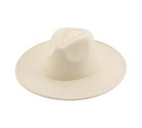 QBQZXAOSOWH Fedora Trilby Hut Fedoras 9,5 cm Große Breite Krempe Hut Damen Herren Hüte Cowboy Filzhüte Damen Street Band Fedora Hut 56-58 cm Beige