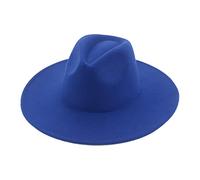 QBQZXAOSOWH Fedora Trilby Hut Fedoras 9,5 cm Große Breite Krempe Hut Damen Herren Hüte Cowboy Filzhüte Damen Street Band Fedora Hut 56-58 cm Royalblau