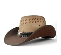 QBQZXAOSOWH Fedora Trilby Leder Herren Damen Western Cowboy Hut Breiter Krempe Hut Outdoor Sombrero Cowgirl Hut Schwarz