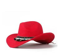 QBQZXAOSOWH Fedora Trilby Mode Damen Western Cowboyhut Schwarz Cowgirl Sombrero Jazz Cap Rot