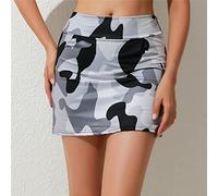 QBQZXAOSOWH Hübscher Rock Damen Frauen Camouflage Rock Shorts Hohe Taille Jogger Kurze Hose Sport Fitness Kurz Sexy Lässig Bedruckter Rock M Grau