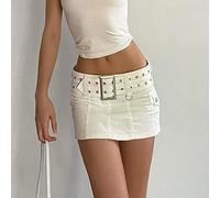 QBQZXAOSOWH Hübscher Rock Damen Kawaii Mini Jeansrock Retro Low Waisted Denim Röcke Vintage Damen Streetwear S Type6