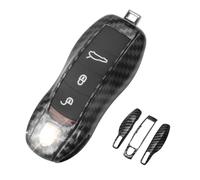 QBUC Schlüsselgehäuse für Porsche, 3-teilig, lackiert, kompatibel mit Porsche Cayenne Panamera Macan 911 Boxter Cayman (Carbon-Look)