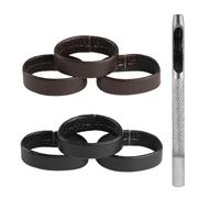 QBXMY7 Gürtelschlaufen-Halter, Rindsleder, Gürtelschlaufen, Halterungsband für 28 mm - 40 mm breite Gürtel/Riemen, Herren-Gürtelzubehör + 4 mm Stanzer, 7 Stück, Schwarz, Braun, Western, verstellbar