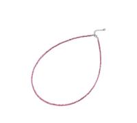 QCJQSH Bergkristall Kette,Naturstein Rubellit Boho 2 Mm Facettierte Perlen Kristall Anhänger Halskette 925 Silber Kette Reiki Chakra Energie Choker Amulett Edelstein Schmuck Für Frauen Männer Gesc