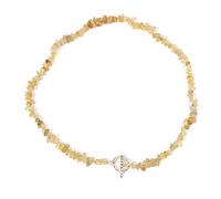 QCJQSH Kristall Kette,Naturstein Citrine Kristall Anhänger Halskette Toggle Halskette Böhmen Unregelmäßiger Chip Kies Chakren Halskette Energie Edelstein Choker Schmuck Für Frauen Männer Geschenk