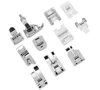 Qcwwy 11-teiliges Nähmaschinen-Nähfuß-Set, Kompressionsbeutel, Härte, Zinklegierung, PVC-Material, 11 Verschiedene Arten für Verschiedene Nähbedürfnisse, mit Unterem Liner-System für Pacesetter Pfaff