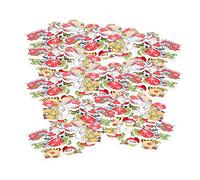 Qcwwy 200 Stück Weihnachts-Holzknöpfe, DIY-Zubehör, Stile, Rentier, Schneemann, Süßigkeiten, Flache Rückseite, Nähen, Basteln mit 2 Löchern für Kleidung, Taschen, Hüte, Weihnachtsbaum,