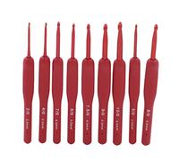 Qcwwy 9-teiliges Häkelnadel-Set aus Rotem Aluminium, Ergonomischer Silikongriff, Stricknadel-Set Zum Weben, Anfänger, Erwachsene, Strickwerkzeuge, Zubehör