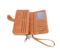 Qcwwy Schmales Portemonnaie, Dreifach Faltbares Portemonnaie für Männer und Frauen, Leder-Brieftasche, Schmales für Männer und Frauen, Leder-Brieftasche, mit Seil, Mehrere Fächer, 3-lagiger Karten-,