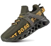 QDCFY Barfußschuhe Herren Minimalistische Traillaufschuhe Fitnessschuhe Laufschuhe Atmungsaktiv rutschfest Weich Leicht Sneak Grün 47EU