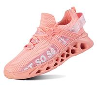 QDCFY Damen Sneaker Outdoor Sportschuhe Turnschuhe Freizeitschuhe Mode Leicht Flache Schuhe Rosa 38EU