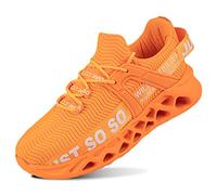 QDCFY Herren Laufschuhe Leicht Turnschuhe Atmungsaktiv Knit Sneaker Fitness Sportschuhe Orange 40EU