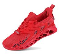 QDCFY Herrenschuhe Casual Mesh Laace Up Solid Color Mode Einfache Schuhe Laufschuhe Herren Schuhe Elegant Rot 44EU