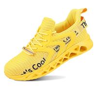 QDCFY Laufschuhe Herren Sportschuhe Straßenlaufschuhe Sneaker Turnschuhe Atmungsaktiv für Outdoor Fitness Gelb 40EU
