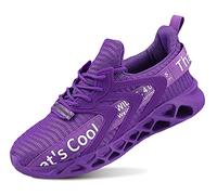 QDCFY Laufschuhe Herren Turnschuhe Leicht Sporttrainer Luftstoßdämpfung Sportschuhe Atmungsaktiv Walkingschuhe Violett 44EU