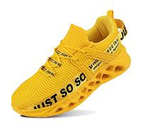 QDCFY Sneaker Herren Turnschuhe Mode Wanderschuhe Walkingschuhe Sneakers Schnürsenkel Freizeitschuhe Sport Freizeit Gelb 42EU